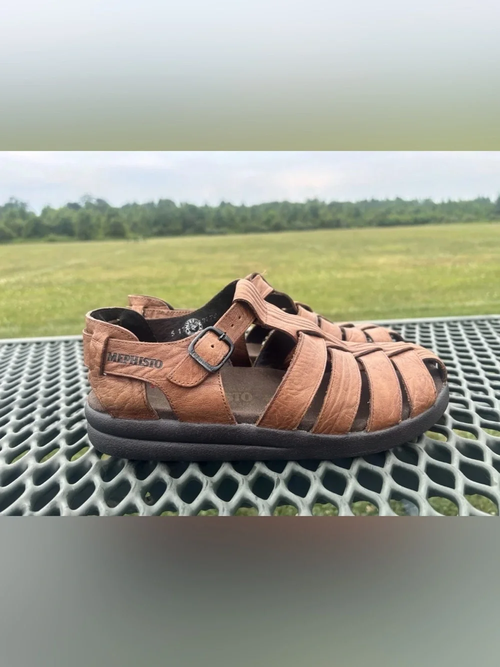 Mephisto Men's Sam Sandals Tan Grain Leather US 8 /EU 42
